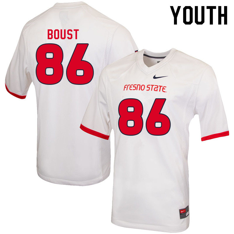 Youth #86 Jake Boust Fresno State Bulldogs College Football Jerseys Sale-White - Click Image to Close